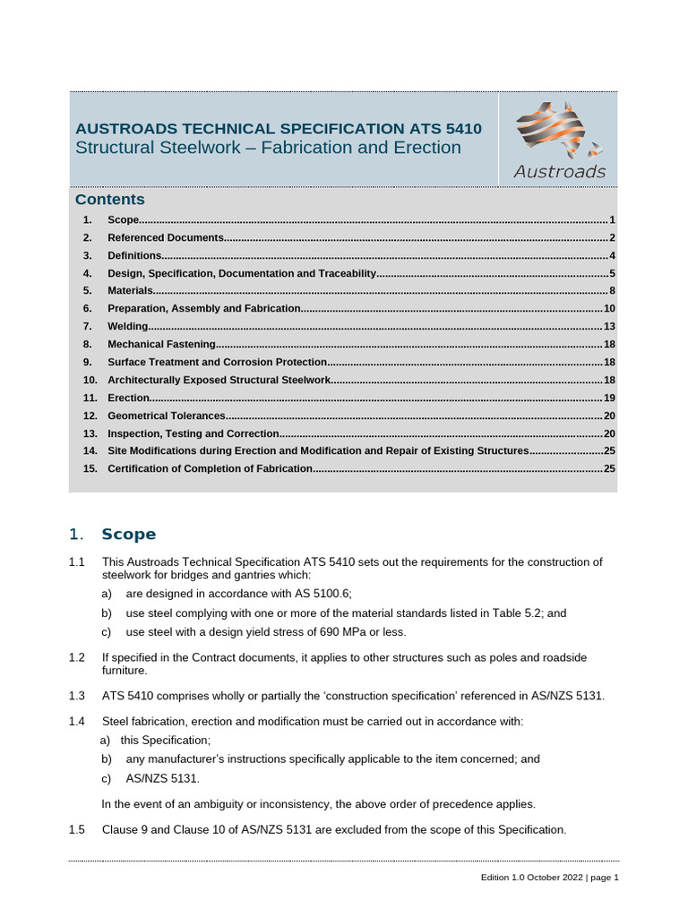 ATS 5410: Steelwork Fabrication Guide | PDF | Structural Steel ...
