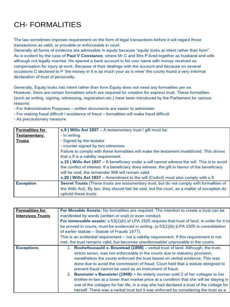 FORMALITIES Amended | PDF | Will And Testament | English Trust Law