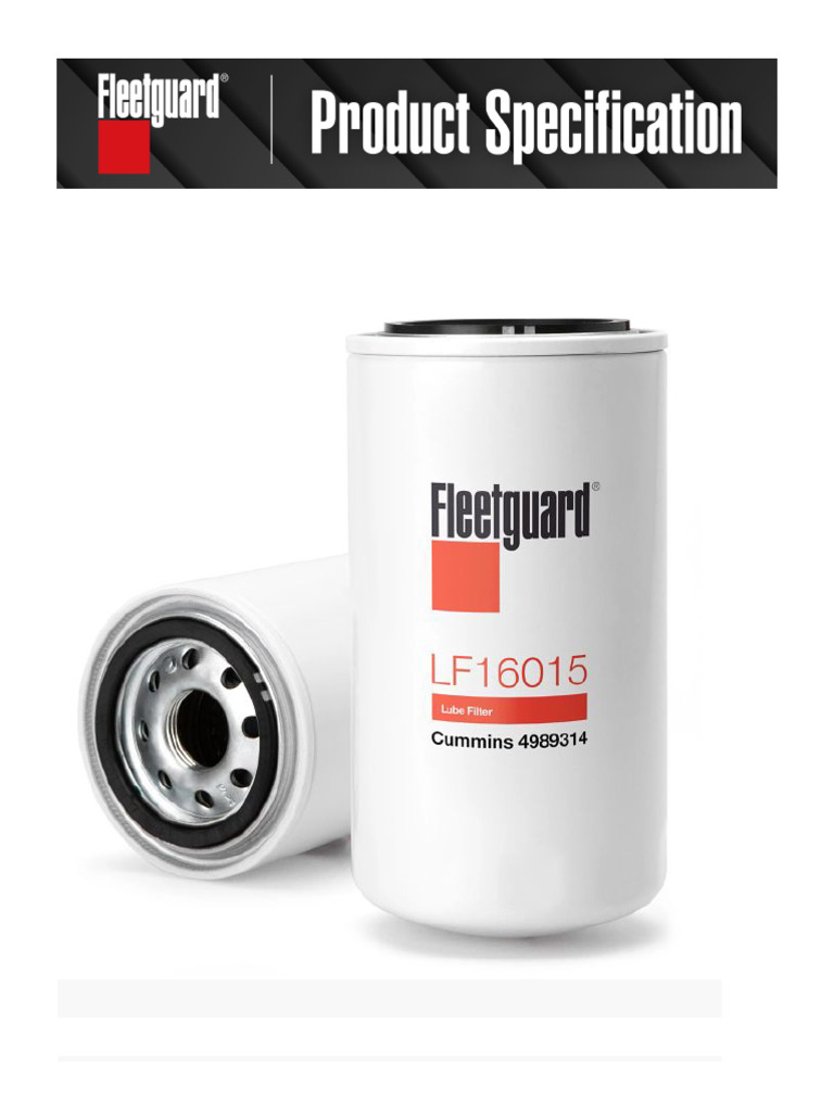Fleetguard LF16015 Spin-On Lube Filter | PDF
