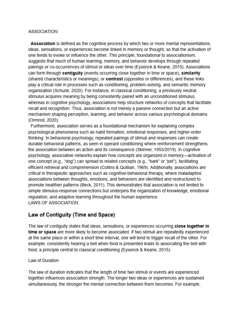 Word Association | PDF | Learning | Psychology
