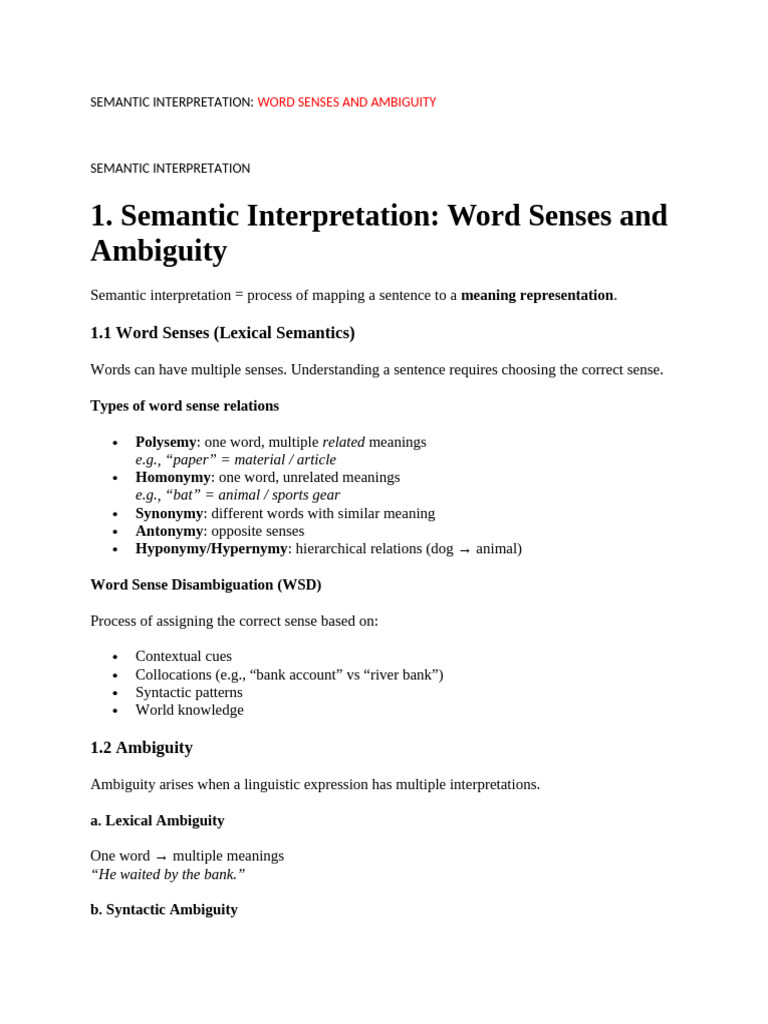 Understanding Word Sense and Ambiguity | PDF | Semantics | Syntax