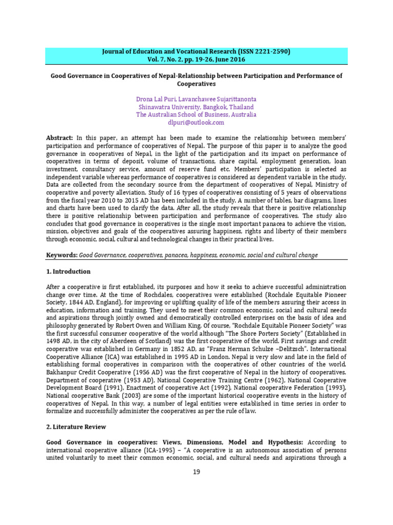 Good Governance in Cooperatives of Nepal-Relations | PDF | Cooperative ...