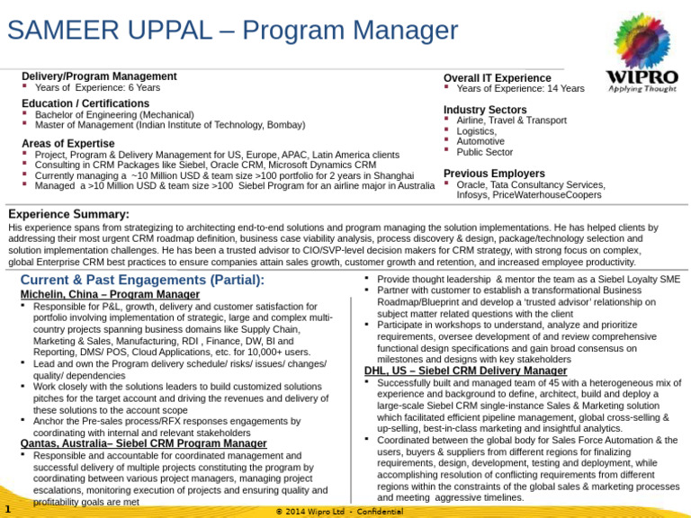 Sameer Uppal - HCL - Vestas | PDF | Customer Relationship Management ...
