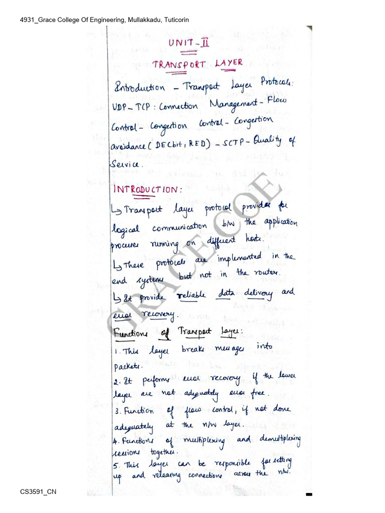 Cs3591 CN Unit 2 Notes | PDF