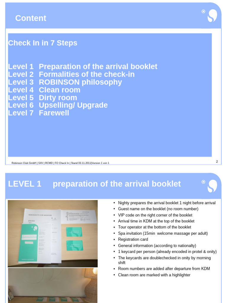 Robinson Club Check-In Procedure Guide | PDF