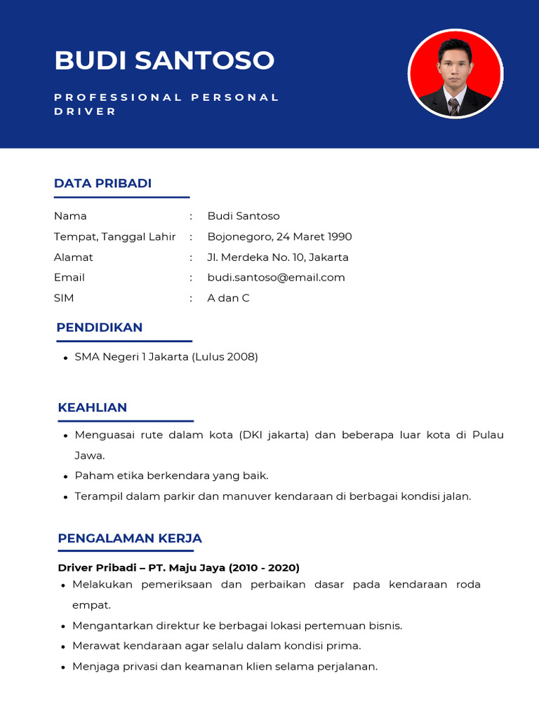Profil Driver Profesional Berpengalaman | PDF