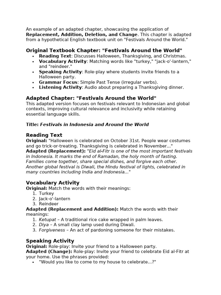 Adapted Festivals Chapter for Indonesia | PDF | Festival | Grammar