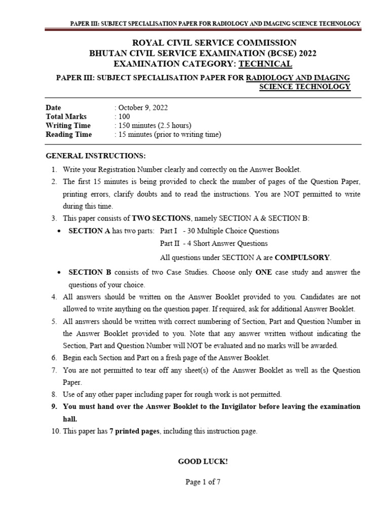 Radiology and Imaging Science Exam Paper | PDF | X Ray | Medical Imaging