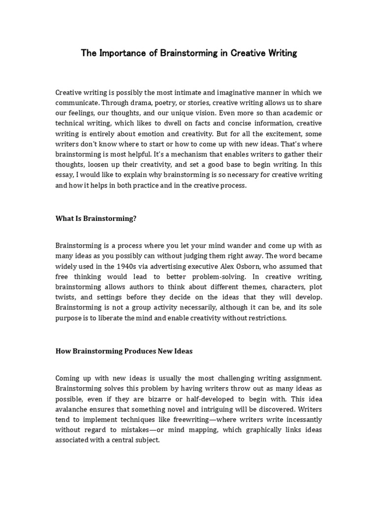 The Importance of Brainstorming in Creative Writing | PDF ...