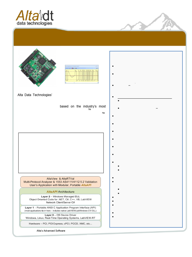 Alta 1553 Arinc Pc104p Ma4 Data Sheet | PDF | Analog To Digital ...