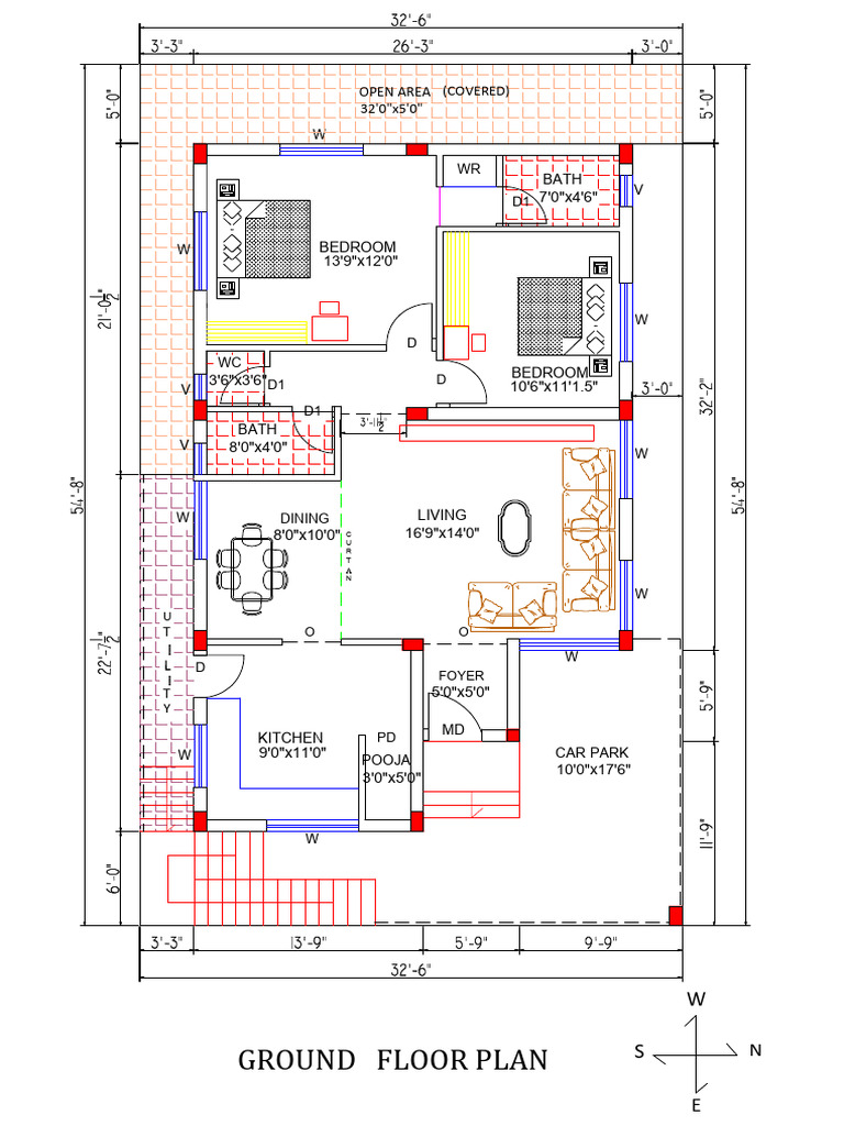 Ground Floor Plan Layout Design | PDF