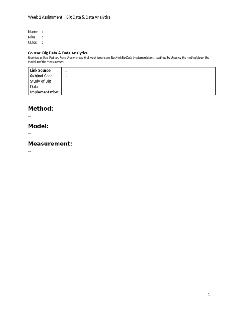 Template Assigment Week2 BDDA | PDF