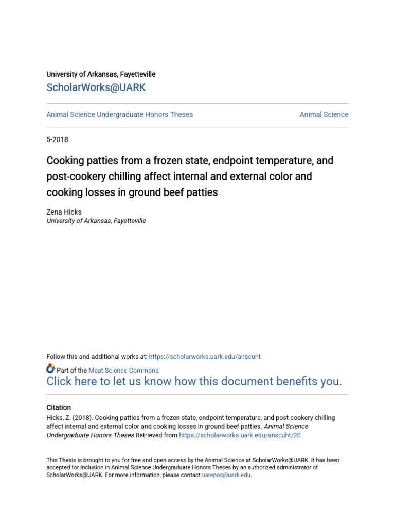 Cooking Patties From A Frozen State Endpoint Temperature and Po | PDF ...