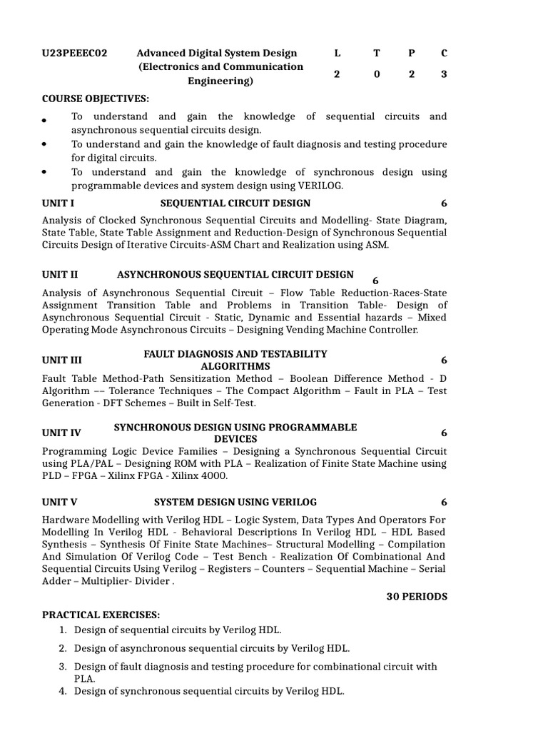 Advanced Digital System Design Course | PDF | Hardware Description ...