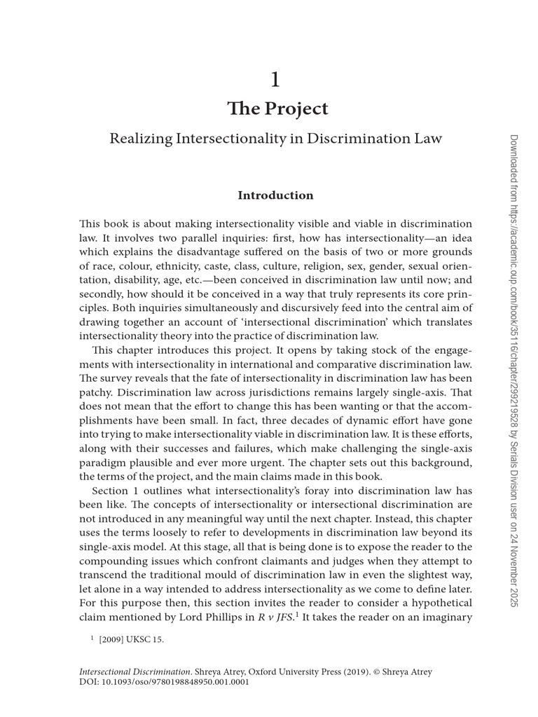 Intersectionality in Discrimination Law | PDF | Intersectionality ...