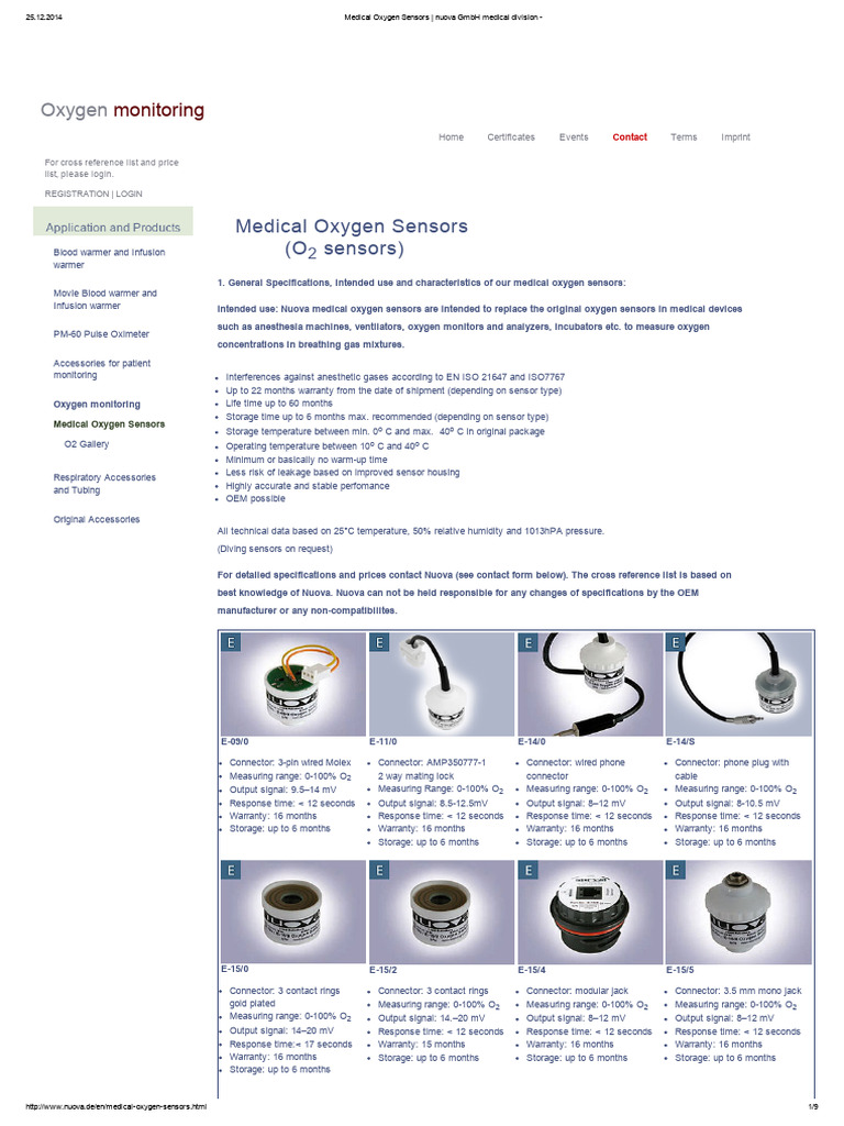Medical Oxygen Sensors Overview | PDF | Monitoring (Medicine ...