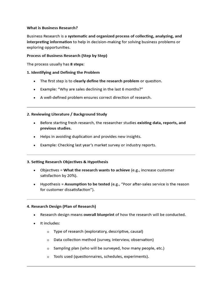 Business Research Process Explained | PDF | Sampling (Statistics ...
