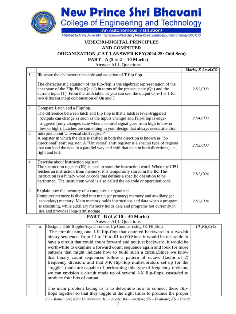 Digital Principles & Computer Organization Key | PDF | Central ...