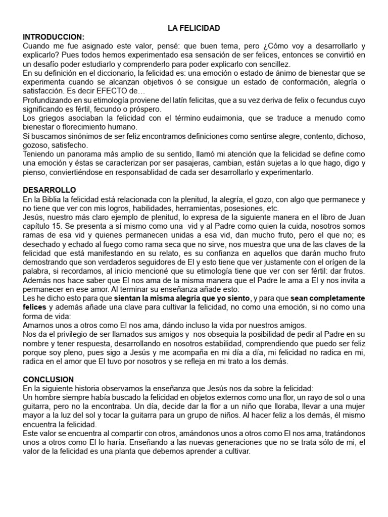 La Felicidad | PDF | Felicidad | Amor