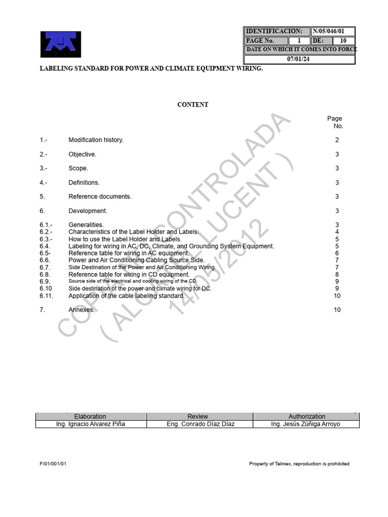 N0504601 Labeling Standard For Power and Climate Equipment Wiring | PDF ...