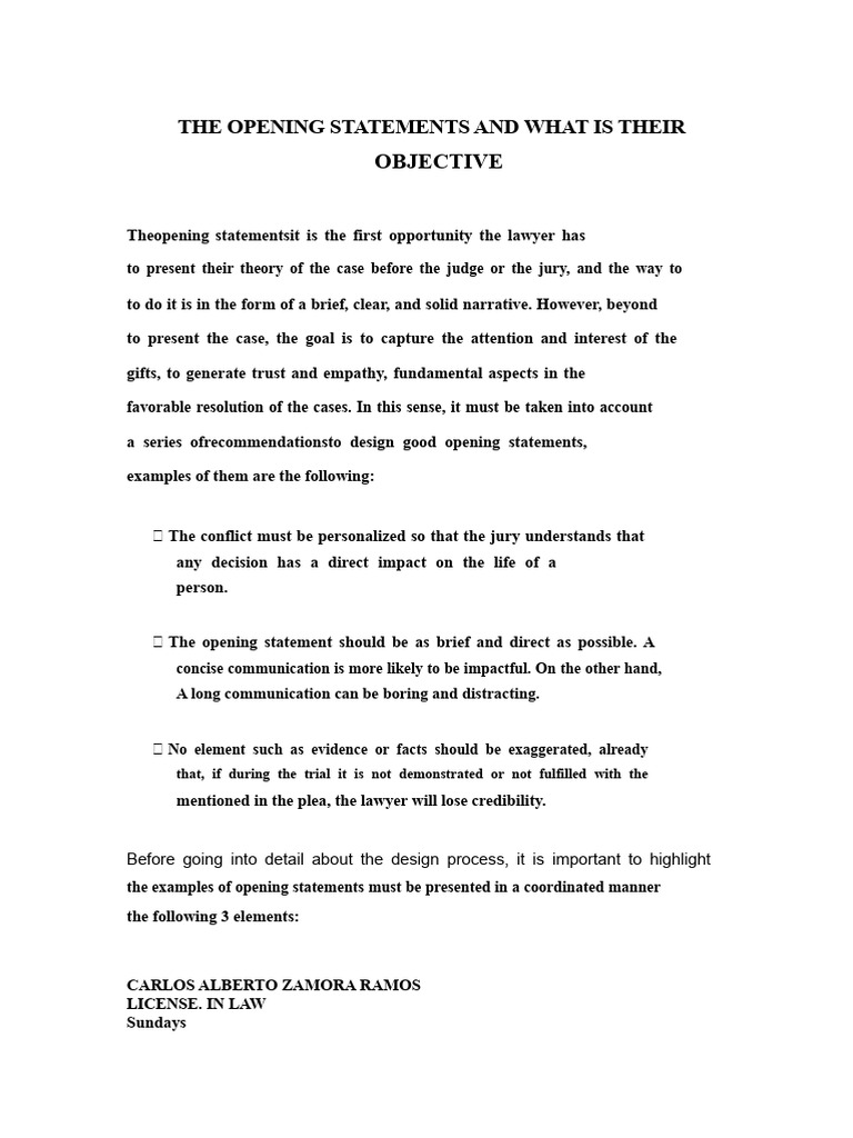 Crafting Effective Opening Statements | PDF | Evidence | Trials