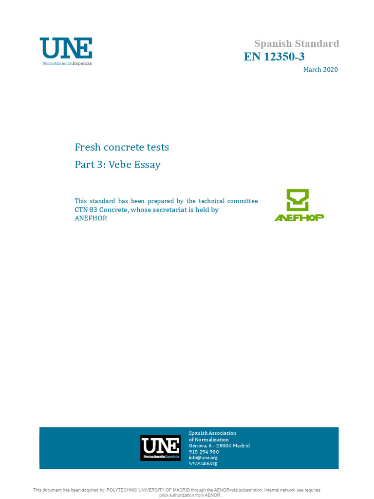 Vebe Test for Fresh Concrete Standard | PDF | Concrete | Length