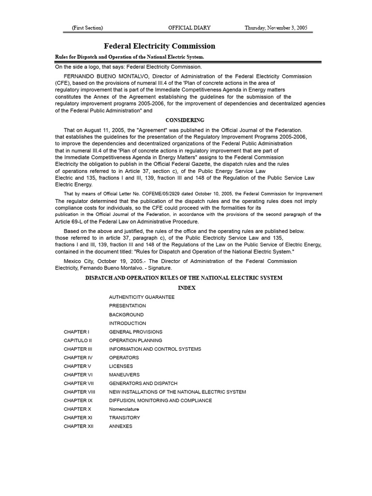 National Electric System Dispatch Rules | PDF | Electric Power ...