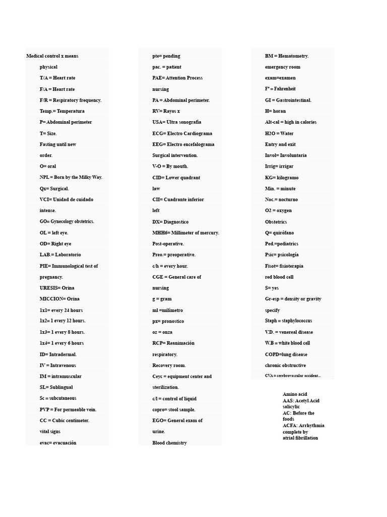 Medical Abbreviations and Terminology Guide | PDF | Circulatory System ...