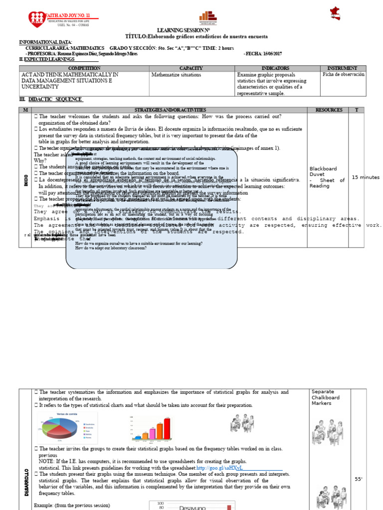session format 5th MATH N° CREATING STATISTICAL GRAPHS OF THE SURVEY ...