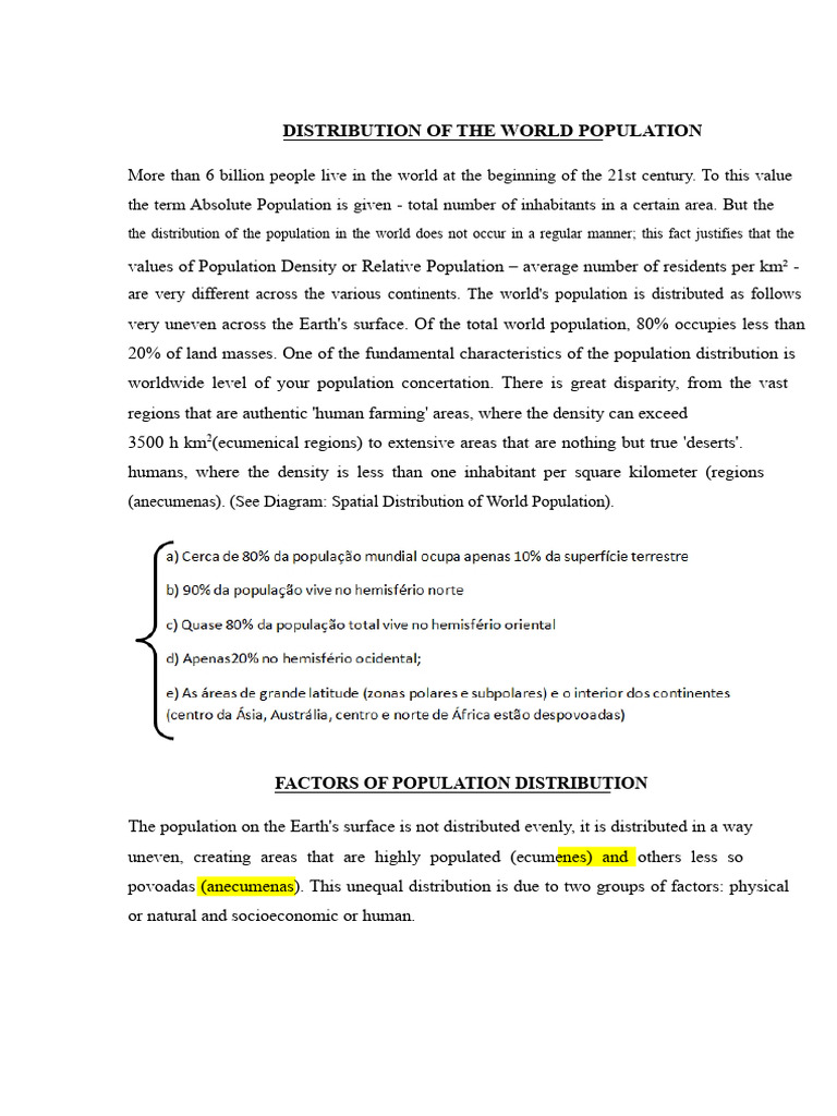 Factors of Population Distribution | PDF | City | Desert