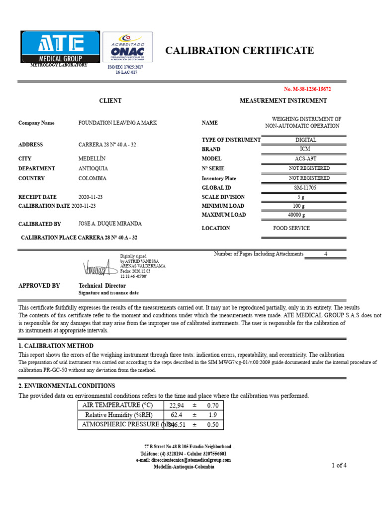 Calibration Certificate Scale | PDF | Calibration | Metrology