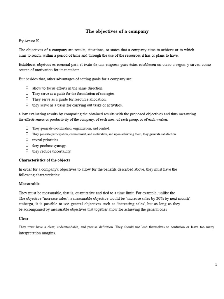 Key Objectives for Business Success | PDF | Goal | Motivation