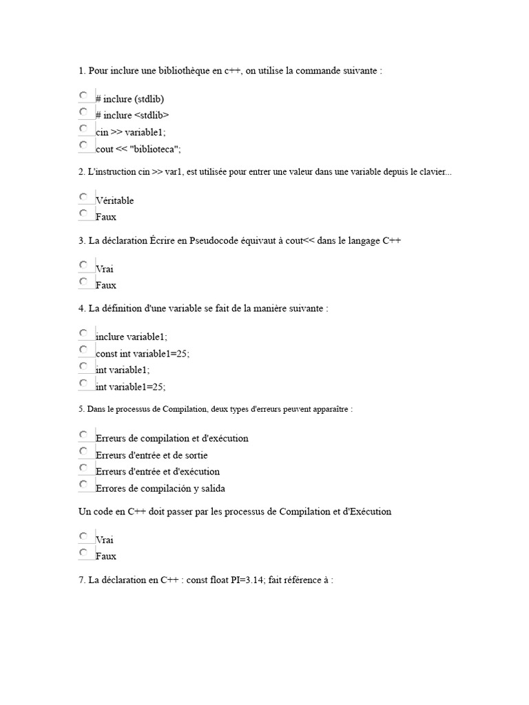 Guide sur les bases du C++ et erreurs de compilation | PDF | Variable ...