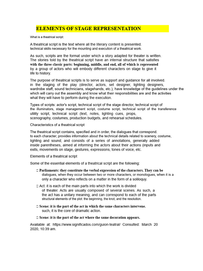 Understanding Theatrical Script Elements | PDF | Theatre | Plot (Narrative)