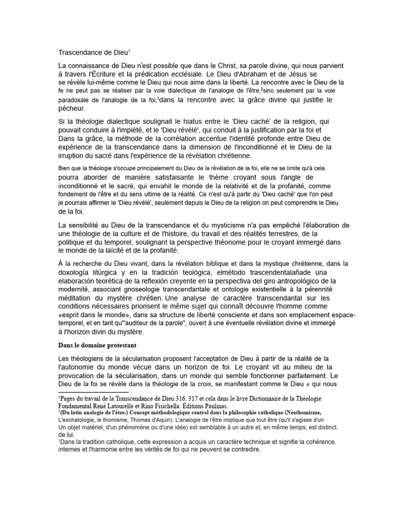La Transcendance de Dieu dans la Foi | PDF | Dieu | Noûs