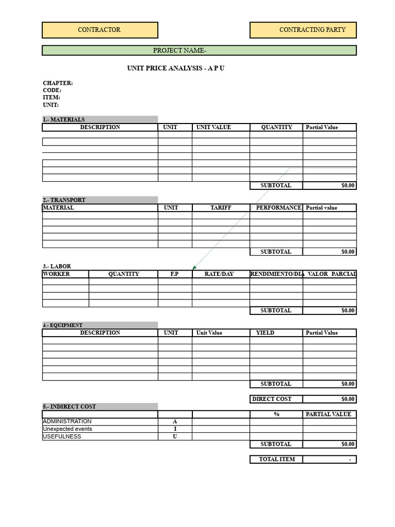 Unit Price Analysis for Contractor Costs | PDF