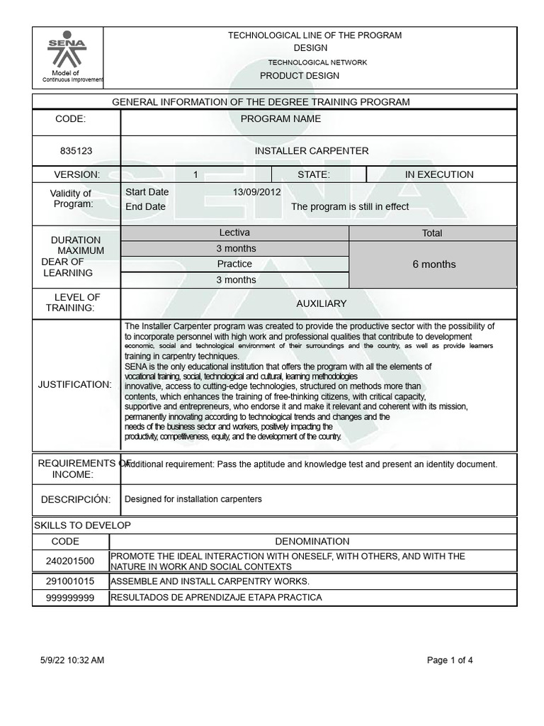 Certified Training Program CARPENTER INSTALLER | PDF | Carpentry ...