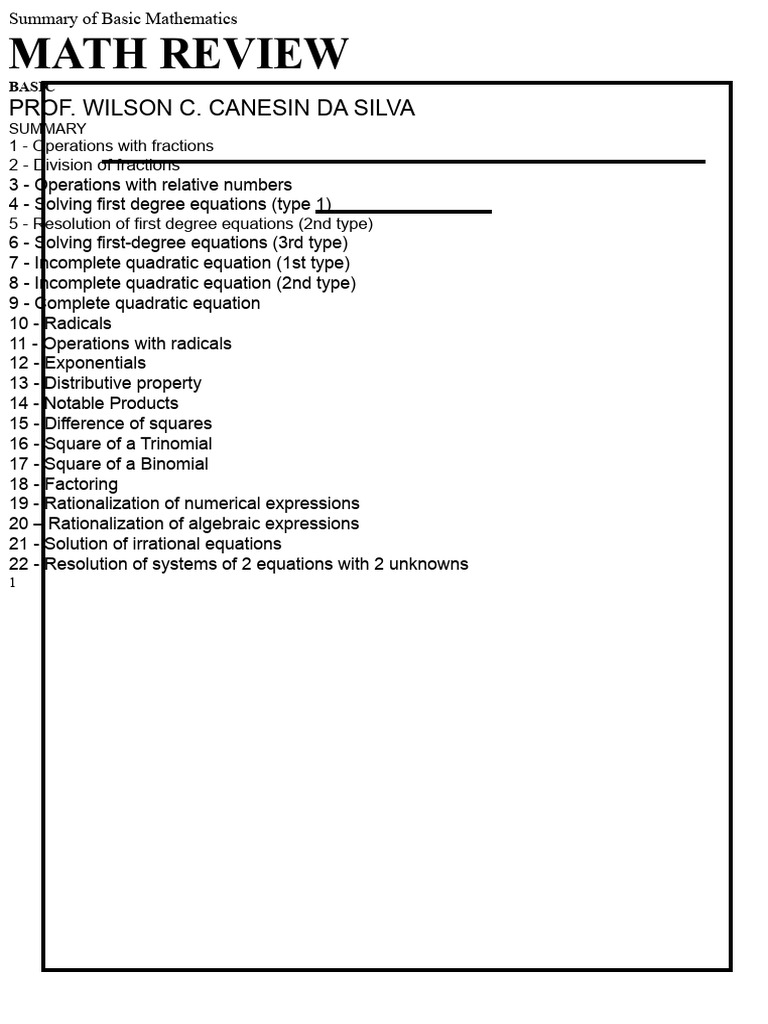 Basic Mathematics Operations Guide | PDF | Equations | Discrete Mathematics