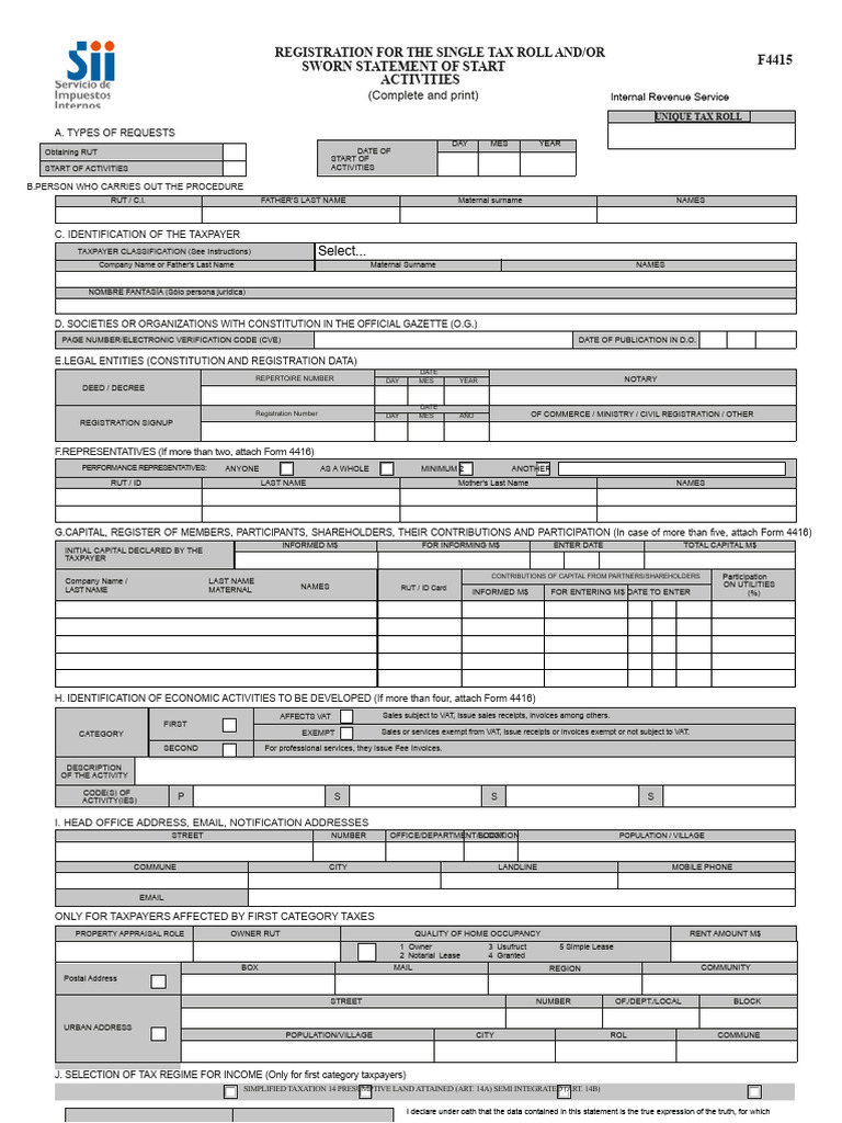 Single Tax Roll Registration Form F4415 | PDF | Taxes | Value Added Tax