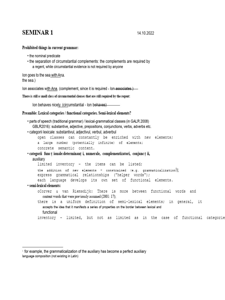 Grammar Seminar: Predicates and Prepositions | PDF | Part Of Speech ...