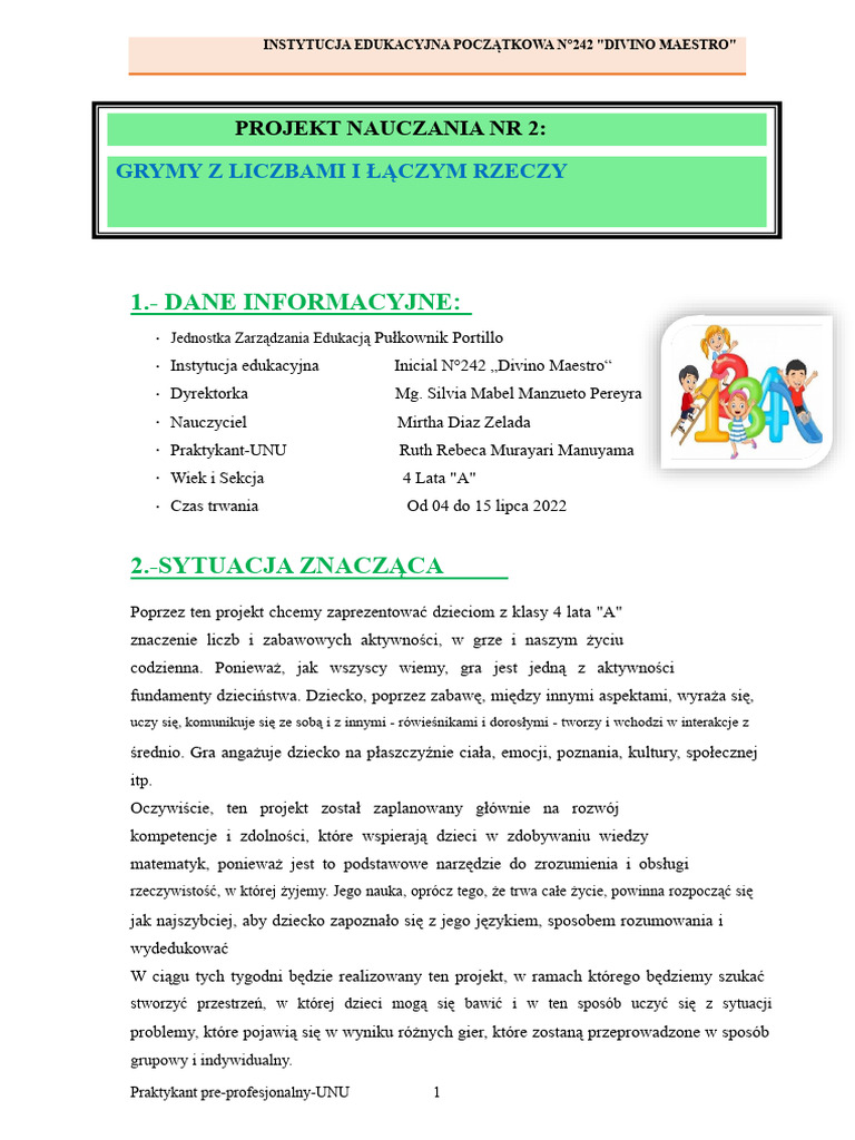 Projekt Nauczania NR 2 - Bawimy Się Liczbami I Łączymy Rzeczy 04 Lipca ...