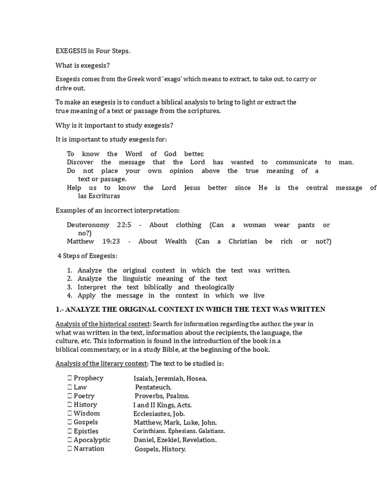 Four Steps of Biblical Exegesis | PDF | Bible | Exegesis
