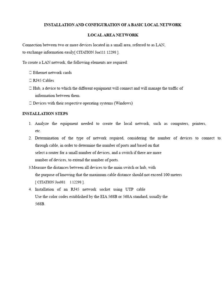Installation and Configuration of A Basic Local Network | PDF ...