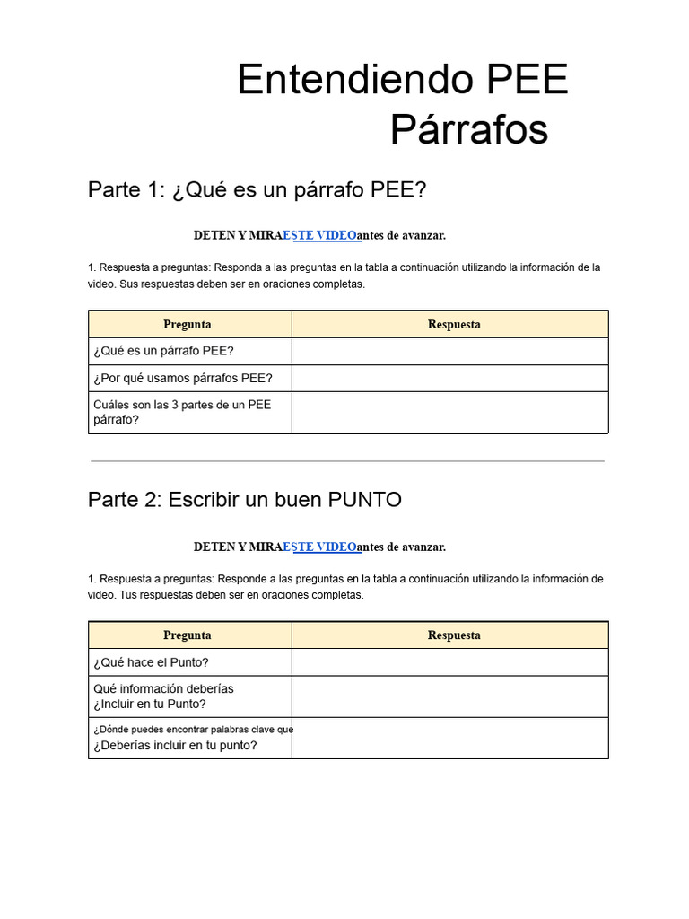 Guía para escribir párrafos PEE | PDF | Pensamiento | Suspense (Género)
