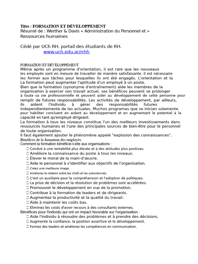Formation et Développement des Employés | PDF | Gestion des ressources ...