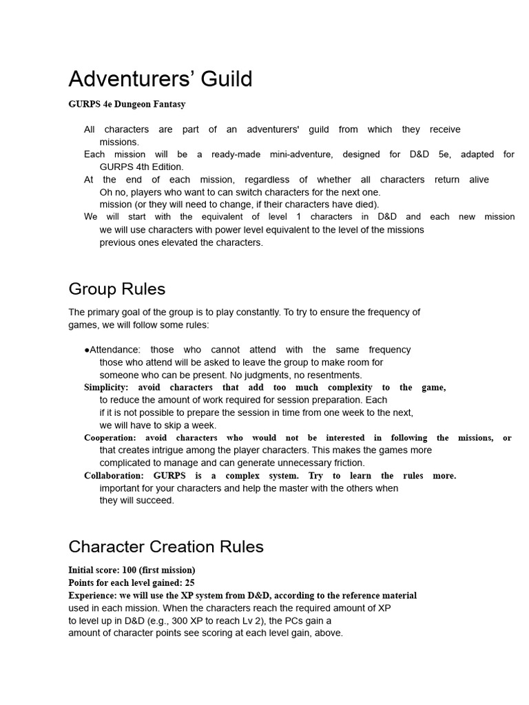 GURPS 4e Dungeon Fantasy Guild Guide | PDF | Dungeons & Dragons | Role ...