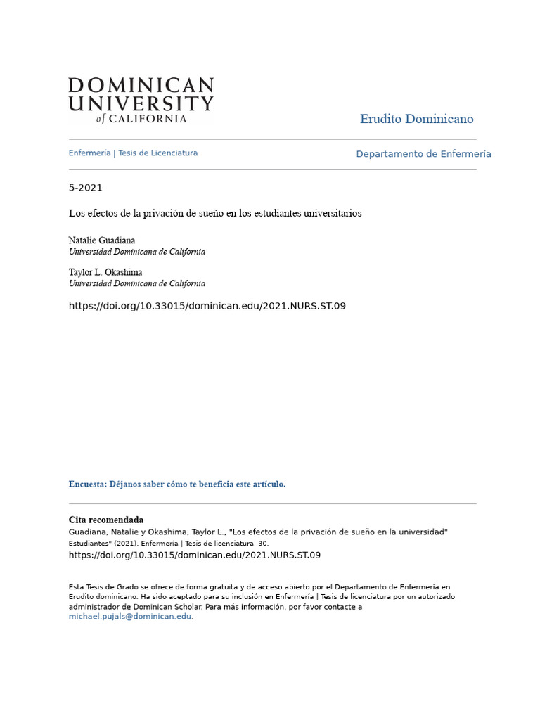 Efectos de la privación del sueño en estudiantes | PDF | Dormir | La ...