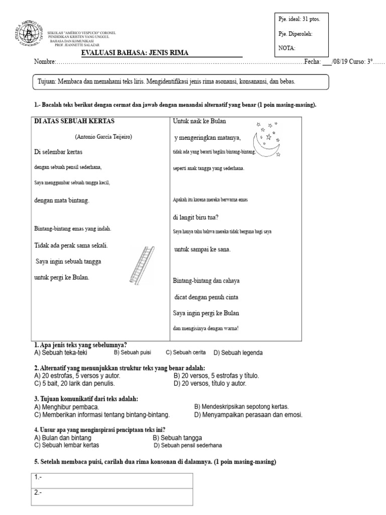 EVALUASI Jenis Rima | PDF