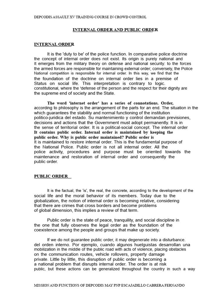 Internal Order and Public Order | PDF | Police | Liberal Arts Education