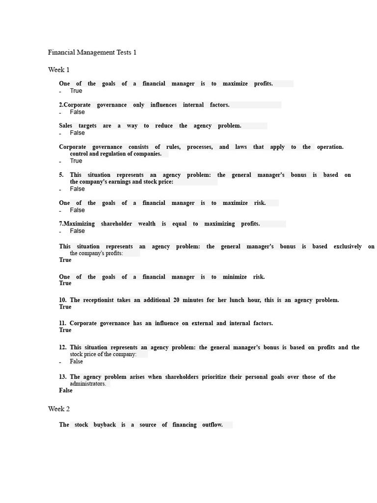 Financial Management Test Questions | PDF | Present Value | Interest